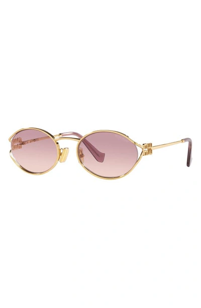 Shop Miu Miu 54mm Gradient Oval Sunglasses In Gold