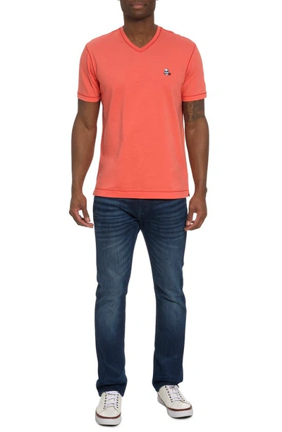 Shop Robert Graham Eye Of The Skull Short Sleeve V-neck T-shirt In Coral