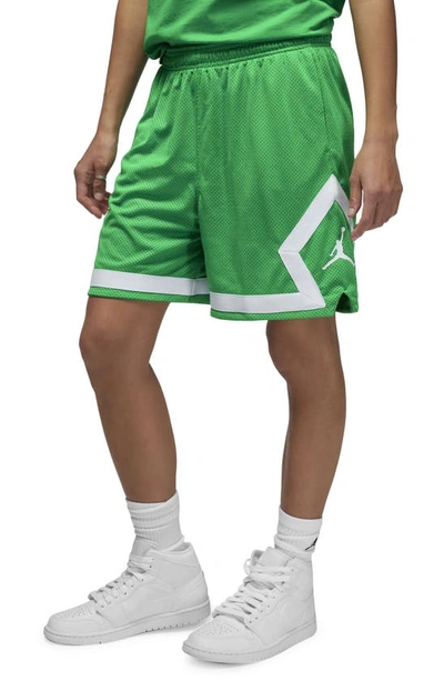 Shop Jordan Essential Diamond Basketball Shorts In Lucky Green/ White