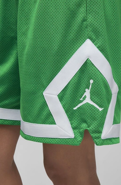 Shop Jordan Essential Diamond Basketball Shorts In Lucky Green/ White