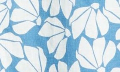 Shop Frank & Eileen Classic Floral Long Sleeve Linen Shirtdress In Blue Flora