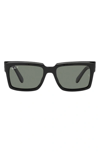 Shop Ray Ban Inverness 54mm Polarized Pillow Sunglasses In Black / Polarized Green