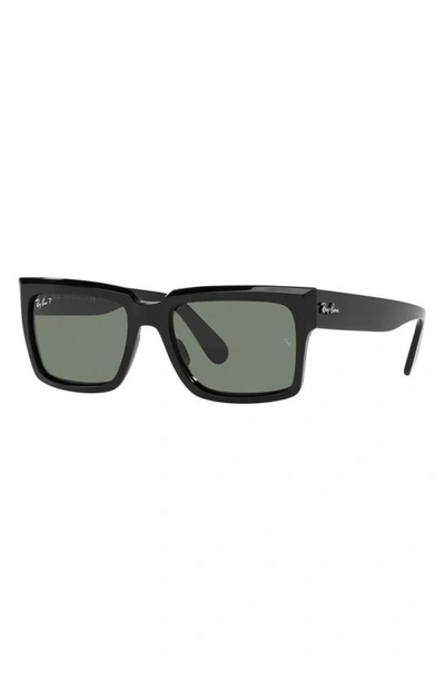 Shop Ray Ban Inverness 54mm Polarized Pillow Sunglasses In Black / Polarized Green