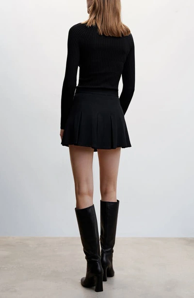Shop Mango Wide Pleated Skirt In Black