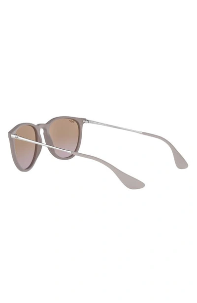 Shop Ray Ban Erika 54mm Gradient Round Sunglasses In Dark Rubber Sand/brown Grad