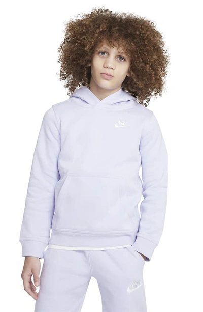 Shop Nike Kids' Embroidered Logo Hoodie In Oxygen Purple/ White