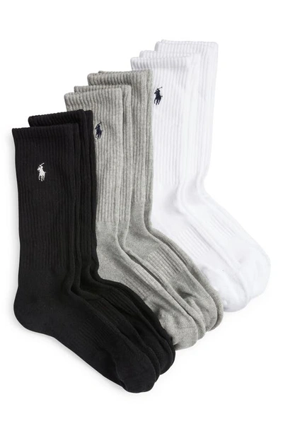 Shop Polo Ralph Lauren Assorted 6-pack Crew Socks In Ghast