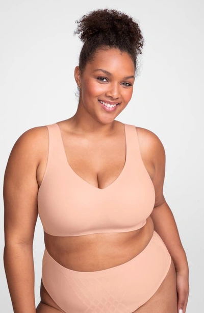 Shop Honeylove V-neck Bra In Rose Tan