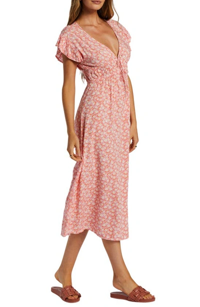 BILLABONG PICNIC DATE FLORAL SHIRRED DRESS 