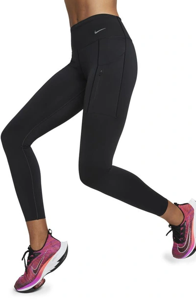 Shop Nike Go Dri-fit Pocket 7/8 Leggings In Black/ Black