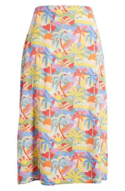 Shop Marine Layer Ryan Palm Print Hemp Blend Skirt In Multi Palm