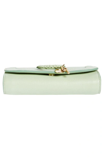 Shop See By Chloé Hana Large Leather Wallet On A Chain In Pastel Green