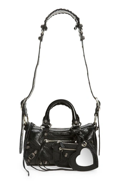 Shop Balenciaga Mini Le Cagole Leather Shoulder Bag In Black