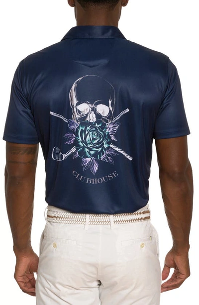 Robert Graham Men's Blade Iron Skull Motif Polo Shirt In Navy