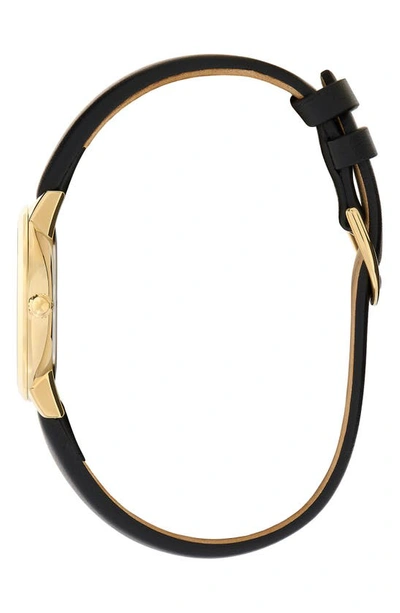 Olivia Burton Women's Ultra Slim Bee Black Leather Watch 28mm In White