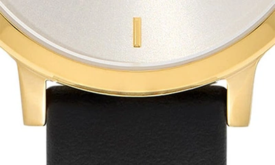 Olivia Burton Women's Ultra Slim Bee Black Leather Watch 28mm In White