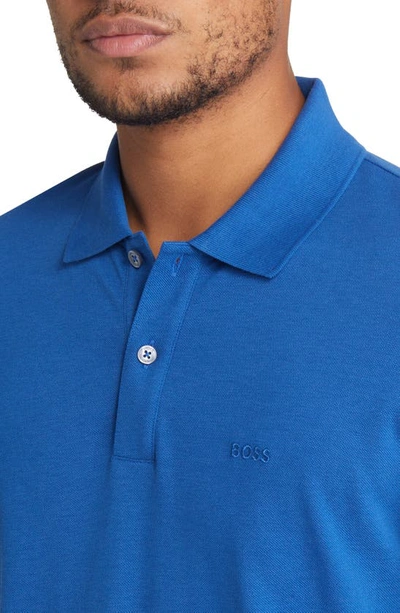 Shop Hugo Boss Pallas Cotton Polo In Medium Blue