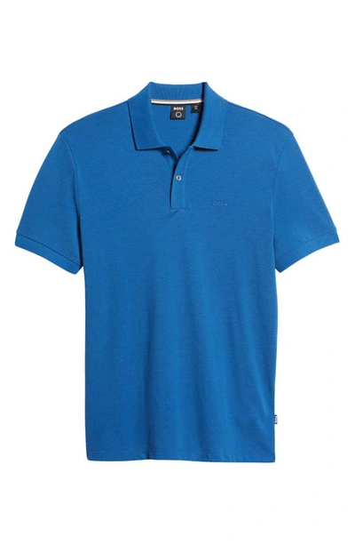 Shop Hugo Boss Pallas Cotton Polo In Medium Blue