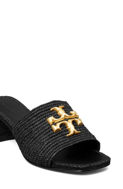 Shop Tory Burch Eleanor Raffia Slide Sandal In Perfect Black
