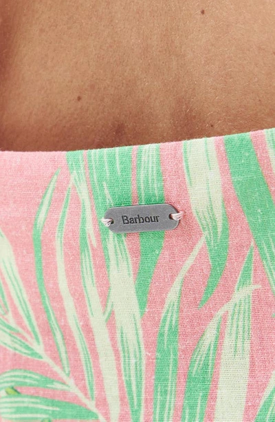 Barbour Aralia Frond Print Cotton Peplum Top In Pink Multi