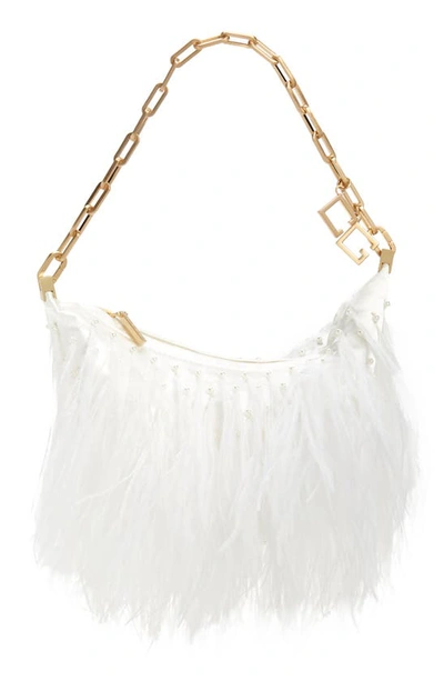 Shop Cult Gaia Gia Ostrich Feather Shoulder Bag In Optic White