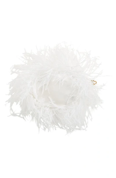 Shop Cult Gaia Gia Ostrich Feather Shoulder Bag In Optic White