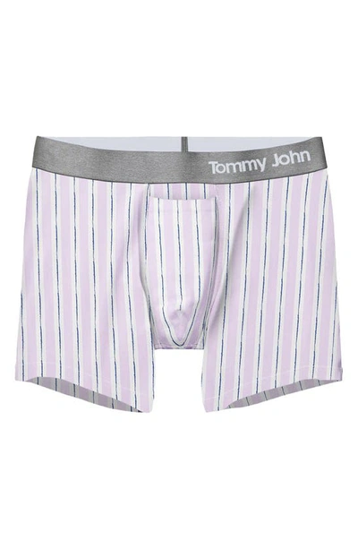 Shop Tommy John 4-inch Cool Cotton Boxer Briefs In Lavendula Pinstripe