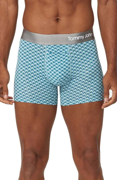 Shop Tommy John 4-inch Cool Cotton Boxer Briefs In Arctic Checkered Pinstripe