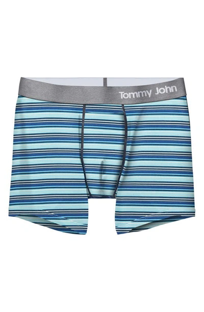 Shop Tommy John 4-inch Cool Cotton Boxer Briefs In River Blue Tabloid Stripe