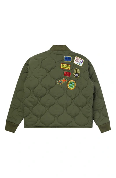 Shop Market Patch Quilted Snap-up Jacket In Green