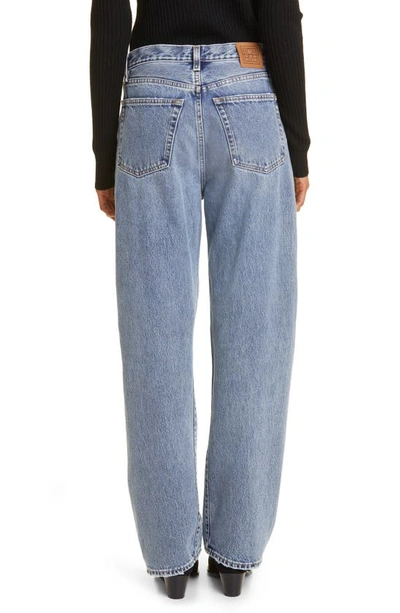 Shop Totême Twisted Seam High Waist Straight Leg Jeans In Worn Blue 485