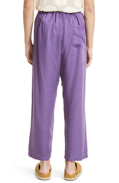 Shop Bode Amethyst Cotton & Linen Trousers In Purple