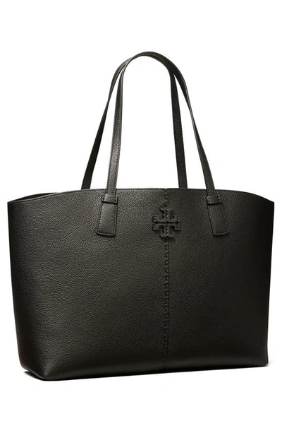 Shop Tory Burch Mcgraw Leather Tote In Black