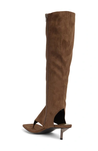 Jeffrey Campbell Confidence Knee High Sandal In Light Brown Suede