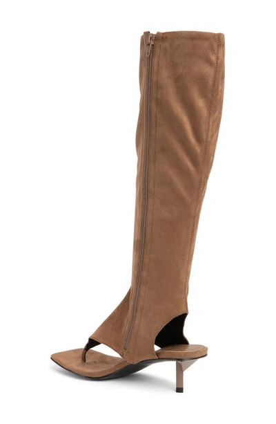 Jeffrey Campbell Confidence Knee High Sandal In Dark Natural Suede