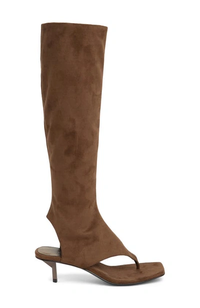 Jeffrey Campbell Confidence Knee High Sandal In Light Brown Suede