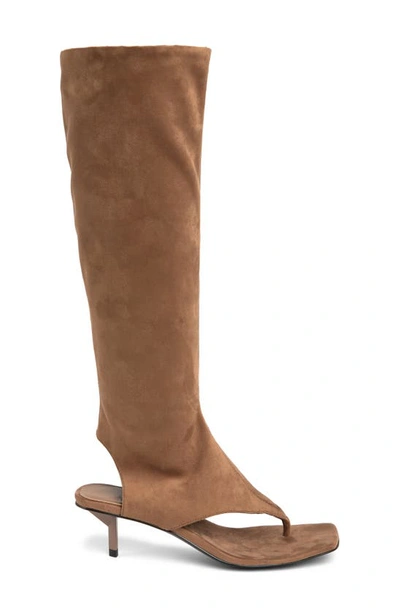 Jeffrey Campbell Confidence Knee High Sandal In Dark Natural Suede