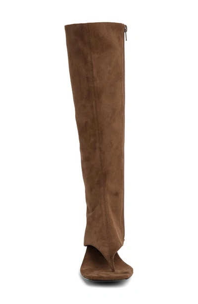 Jeffrey Campbell Confidence Knee High Sandal In Light Brown Suede
