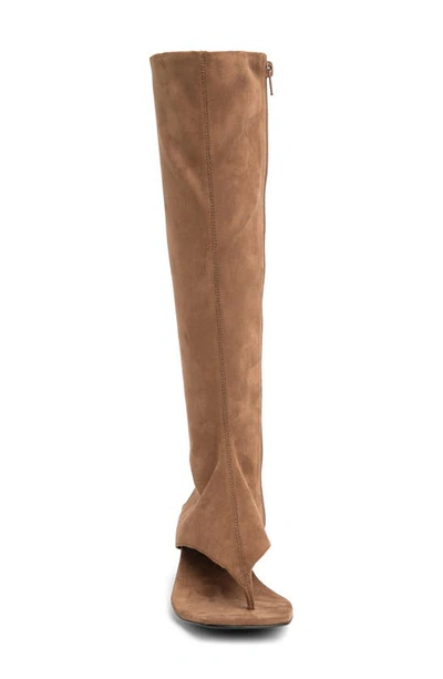 Jeffrey Campbell Confidence Knee High Sandal In Dark Natural Suede