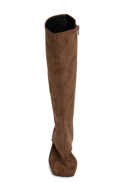 Jeffrey Campbell Confidence Knee High Sandal In Light Brown Suede