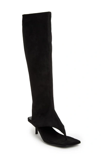 Jeffrey Campbell Confidence Knee High Sandal In Black Suede