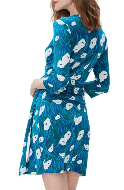 Shop Diane Von Furstenberg New Julian Two Abastract Print Silk Wrap Dress In Ocean Tide Quetzal Green