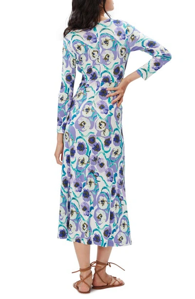 Shop Diane Von Furstenberg Timmy Abstract Floral Long Sleeve Dress In Watercolor Blossom Med Purple