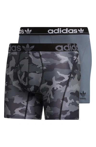 Shop Adidas Originals Assorted 2-pack Originals Boxer Briefs In Onix Grey/ Black/ Camo Black