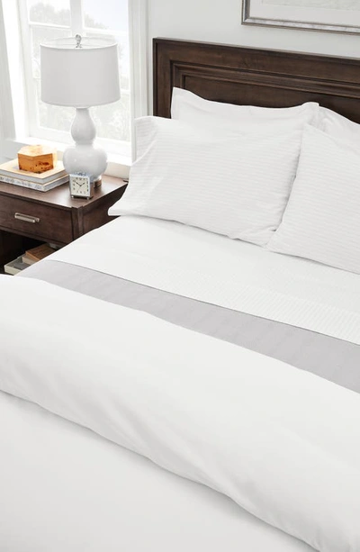 Boll & Branch Simple Stripe Organic Cotton Percale Sheet Set In Pewter Simple Stripe