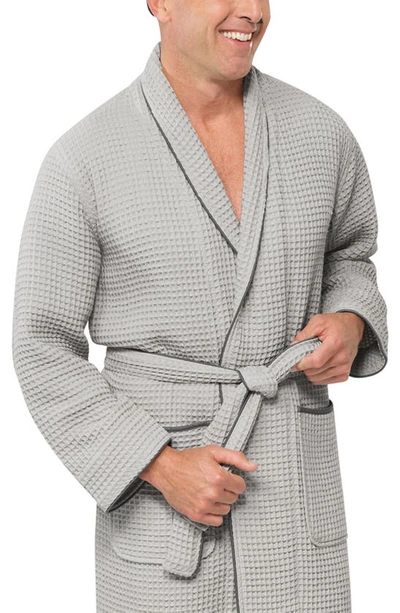 Shop Boll & Branch Organic Cotton Waffle Robe In Pewter/ Stone