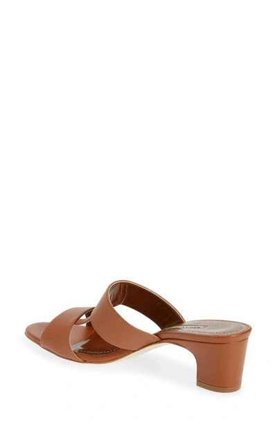 Manolo Blahnik Chus Block Heel Slide Sandal In Brown