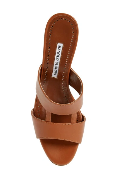 Manolo Blahnik Chus Block Heel Slide Sandal In Brown