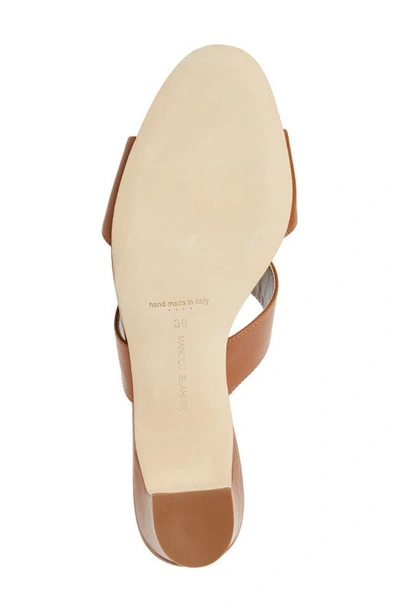Manolo Blahnik Chus Block Heel Slide Sandal In Brown