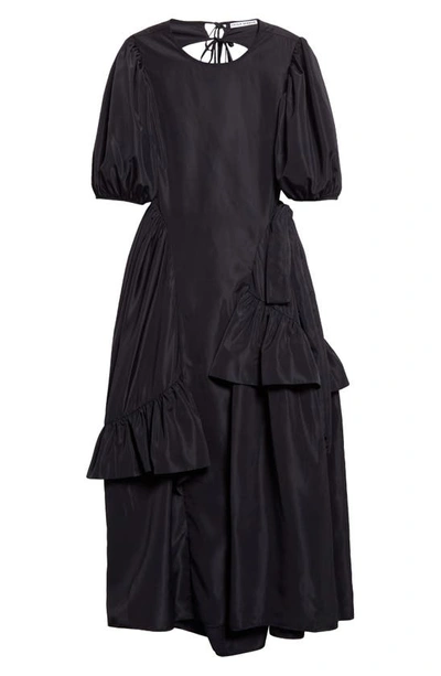 Shop Cecilie Bahnsen Devina Asymmetric Ruffle Recycled Faille Dress In Black